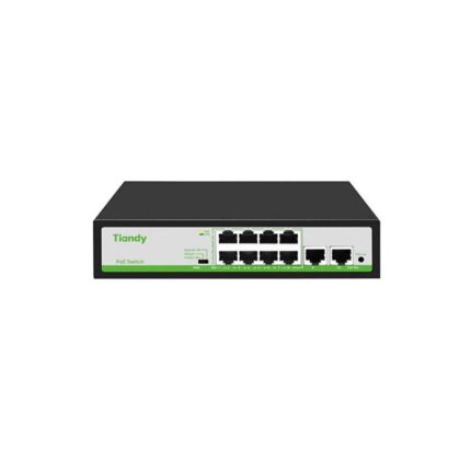 Tiandy TC-P3S010 Spec:F/0820/AT/90 Неуправляемый РоЕ коммутатор, 10 портов (8 РоЕ RJ-45 х100Мбит/с + 2 Uplink RJ-45 х100Мбит/с)