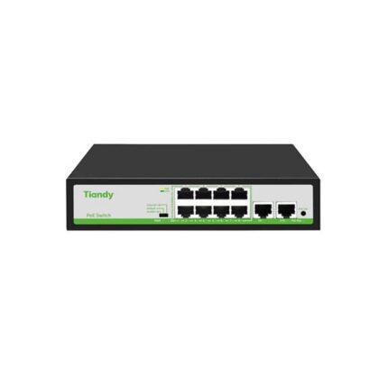 Tiandy TC-P3S010 Spec:H/0820/AT/90 Неуправляемый РоЕ коммутатор, 10 портов (8 РоЕ RJ-45 х100Мбит/с + 2 Uplink RJ-45 х1Гбит/с)