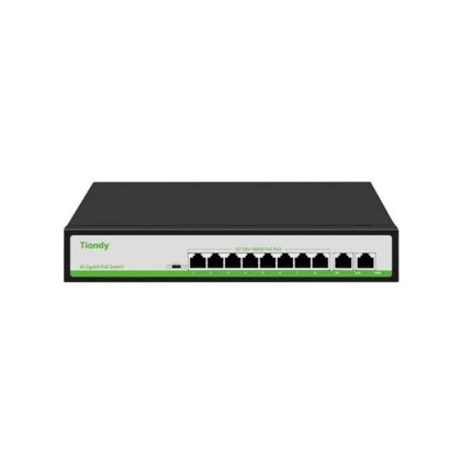 Tiandy TC-P3S010 Spec:G/0820/AT/110 Неуправляемый РоЕ коммутатор, 10 портов (8 РоЕ RJ-45 х1Гбит/с + 2 Uplink RJ-45 х1Гбит/с)