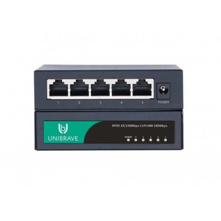 Unibrave UB-SW-4F1F-48 out Base Неуправляемый коммутатор Unibrave с поддержкой PoE на 4 порта с внешним адаптером питания