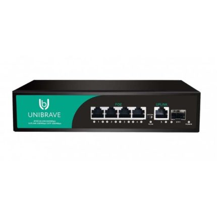 Unibrave UB-SW-4G1G1SFP-65 Base Гигабитный неуправляемый коммутатор Unibrave с 4 PoE-портами 1000 Мбит/с, 1 Uplink 1000 Мбит/с, 1 SFP