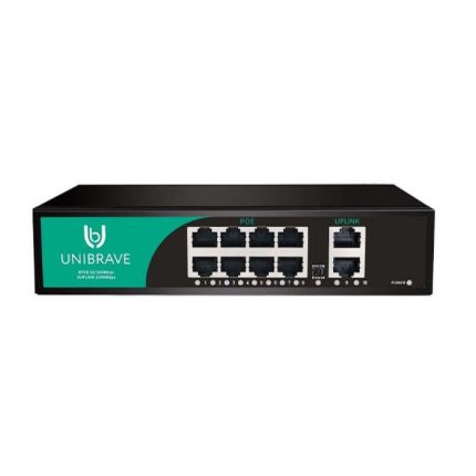 Unibrave UB-SW-8F2G-120 Base Неуправляемый коммутатор Unibrave с поддержкой PoE на 8 портов и 2 Uplink 1000 Мбит/с