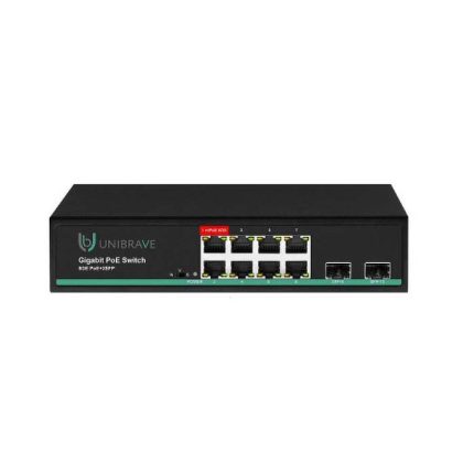 Unibrave UB-SW-8G2SFP-150 Pro Гигабитный неуправляемый коммутатор Unibrave с поддержкой PoE на 8 портов, 2SFP-портами (150 Вт)