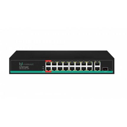 Unibrave UB-SW-16F2G1SFP-150 Pro Неуправляемый коммутатор Unibrave с поддержкой PoE на 16 портов (150 Вт)